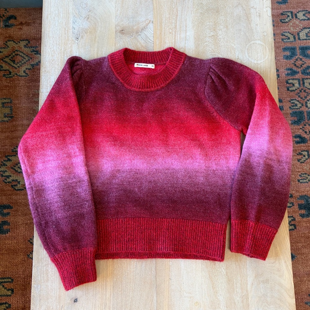 Marine Layer Alma Puff sleeve sweater Gradient Red NWOT XS